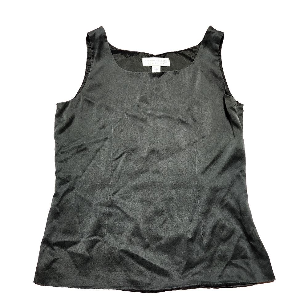 Vintage Valerie Stevens Black Boxy Silk Blouse Top Size 8 Classic